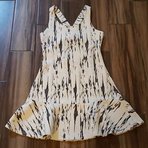 C&A stretch cream colored flounce dress size M